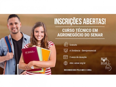 Totalmente gratuito, Curso Técnico em Agronegócio está com inscrições abertas